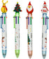 Maydahui 12PCS Christmas Multicolor Ballpoint Pens, 6-in-1 Retractable Printing Pens for Christmas Party