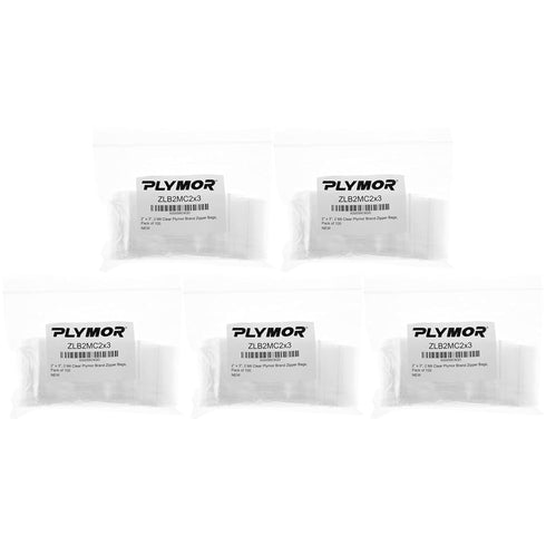 Plymor 2" x 3" Zipper Reclosable Plastic Bags, Pack of 500, 2 Mil