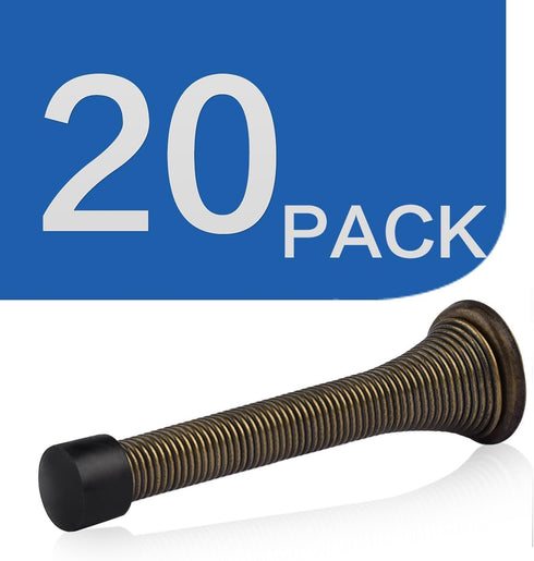 HOMOTEK 20 Pack Spring Door Stopper with Rubber Bumper, 3-1/8" Flexible Spring Heavy Duty Wall Door Stop for Home