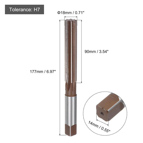 uxcell Hand Reamer 18mm H7 Metric Reamer Drill Bit for Metal Wood Hole Reaming, Straight Flutes 9SiCr Alloy Steel Cutting Tool