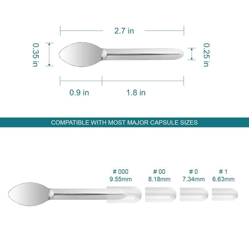 Capsule Filling Machine Kits for Empty Pill Capsules, Micro Tiny Spoon, Lab Scoop, Gel Capsules Size #000-5