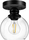 Industrial Semi Flush Mount Ceiling Light, 5.91 Inch Clear Glass Ceiling Lamp