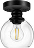 Industrial Semi Flush Mount Ceiling Light, 5.91 Inch Clear Glass Ceiling Lamp