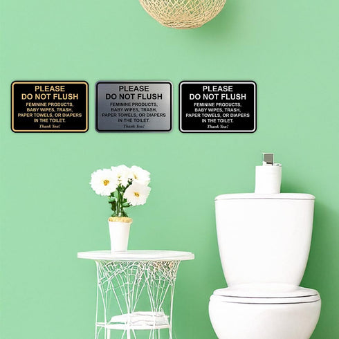 All Quality 5" 7" 5 Pack Classic Framed Please Do Not Flush Thank You Bathroom Etiquette Sign - x (Red)