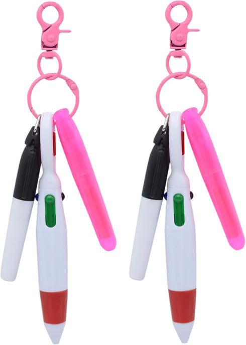 YYaaloa Mini Highlighter Nurse Pen Set, 2 Nursing Keychain Clips, 2 Tip Highlighter, 2 Permanent Marker Pens