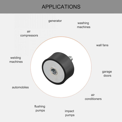 uxcell M8 Thread Male Female Rubber Mounts, Vibration Isolators, Shock Absorber 40mm x 20mm