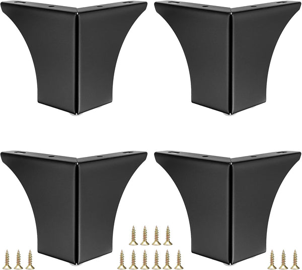 OwnMy 4PCS Metal Furniture Legs 4 Inch Black Sofa Legs Dresser Legs, Modern