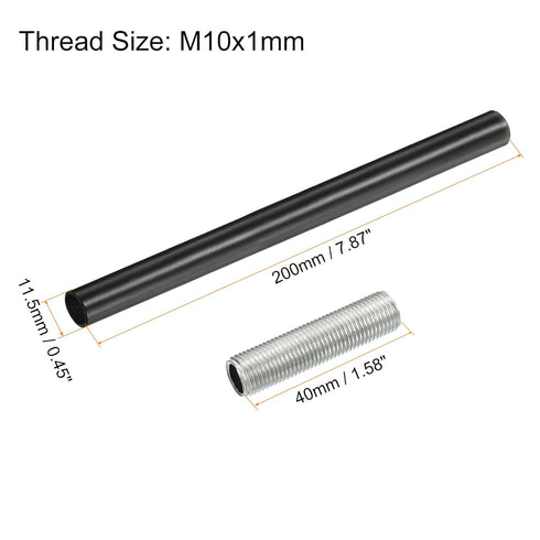 MECCANIXITY 7.87" 4 Set Threaded Extension Rod, Lamp Pipe with Connector Light Fixture Parts for Pendant Light Island