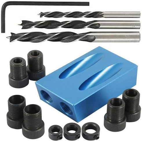 Pocket Hole Jig 14Pcs Kit - Woodwork Guides Joint Angle Tool for Carpentry and Joinery