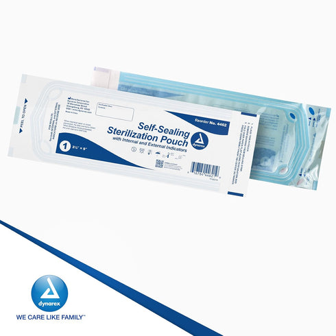 (3.5" 9", 200) Dynarex Sterilization Pouches - Self-Sealing Autoclave Bags for Medical, Dental, Tattoo & Nail Care