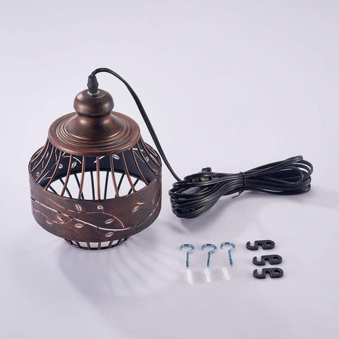 YLONG-ZS Plug in Pendant Lights with 16Ft Hanging Cord and On/Off Dimmer Switch, Farmhouse Industrial Metal Swag