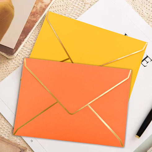 VANRA 150 Pack Colorful Self Seal A7 Invitation Envelopes V Flap with Gold Border for Greeting Cards, Weddings