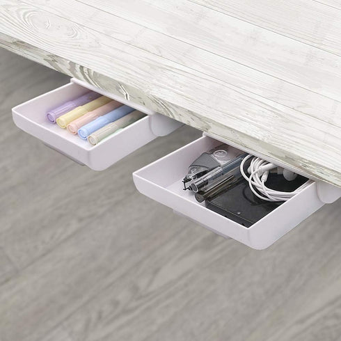 YOOUSOO 2 Pack Under Desk Drawer Organizer - Slide Out Drawer Attachment, Plastic Desk Accessories for Workspace
