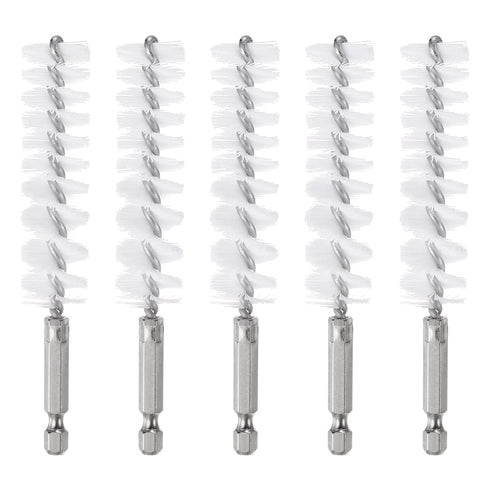 5Pcs Nylon Bore Brush 19mm Dia Cleaning Twisted Wire Brush with Handle, 1/4 Inch Hex Shank