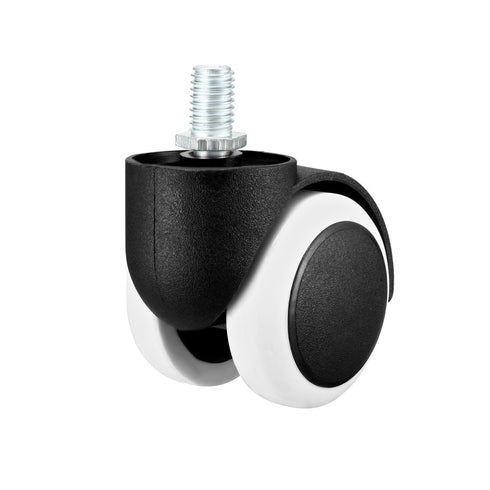 uxcell 2 Inch Office Chair Casters Wheels - PU Twin Wheel M10x14mm Threaded Stem Rotate Caster, White