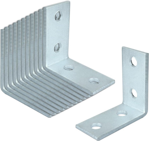 12 Pcs 4 Hole L Shaped Connector Bracket for 1-5/8" Strut Channel, Accept 1/2" Bolt, 5mm Thickness