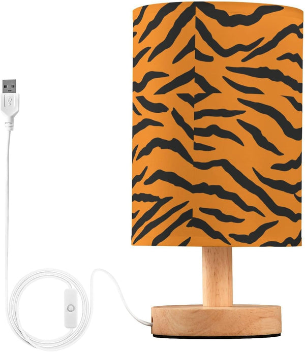 ALAZA Bedside Table Lamp for Bedroom Animal Print Stripe Nightstand LED Light