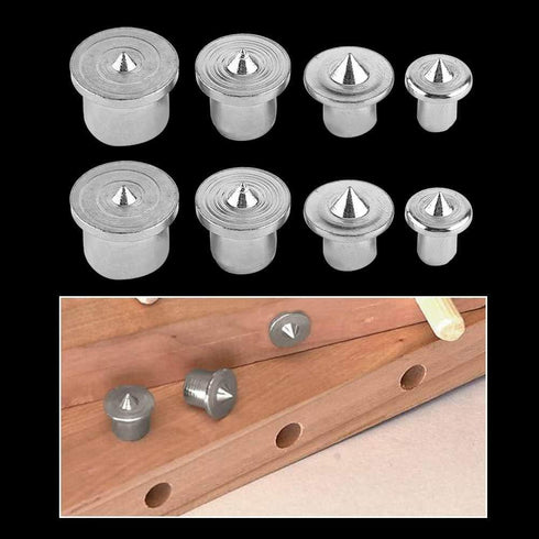 2 Sets Panel Furniture Positioning Woodworking Round Tenon, Solid Wood Pin Center Punch Thimble for Tools