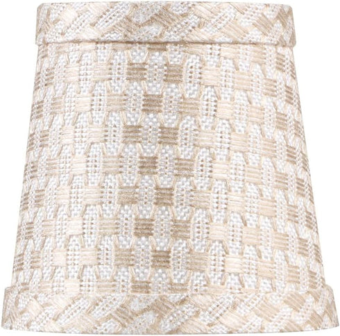 Aspen Creative 51017-2, 3" 4" 4" Set 2 Empire Clip-On Chandelier Lamp Shade, White & Beige, Top X Bottom X Slant
