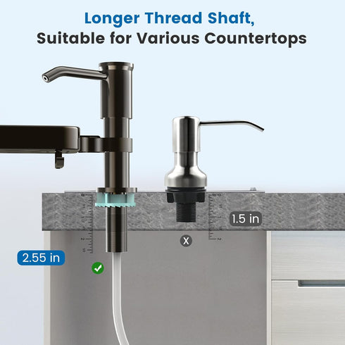 Countertop Soap Dispenser for Kitchen Sink, Built in Sink Soap Dispenser with Sponge Rack, Soap Dispenser Pump