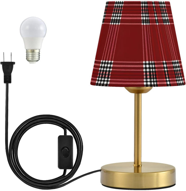 ALAZA Table Lamp for Bedroom Nightstand Red Tartan Buffalo Plaid Checkered Bedside