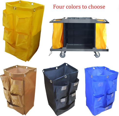 HYFTHOME 6 Grommets, 25 5 Large Capacity Waterproof Janitorial Cart Bag with Brass Gallon, Brown with Pockets