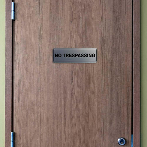 Standard NO TRESPASSING Door/Wall Sign - Black - Small 1 Pack