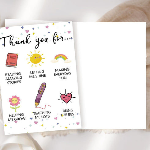 Zyulin Lovely Thank You Teacher Card, Great Teacher Appreciation Gifts Card from Students, Thank You for Helping Me