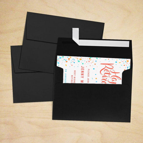 LUXPaper A7 Invitation Envelopes, Black Linen, 5 1/4" x 7 1/4", 80lb Text, 250 Qty, Peel & Press