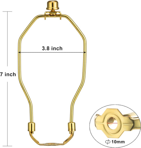 Lamp Shade Holder, 2 Set 7 Inch Heavy Duty Lamp Harp Holder with 3/8 Standard Saddle + Lamp Finial Caps for Table and