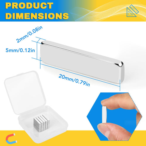 Small Strong Neodymium Magnets Bar 55Pcs, 0.79x0.2x0.08inches Powerful Rare Earth Magnet, Rectangular Magnetic Bar, Mini Fridge Magnets for Crafts, DIY, Office, Tool Storage