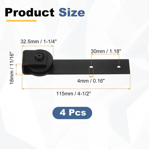 4Pcs (115x29mm, 2 uxcell Sliding Barn Door Hardware Hanger, Mini Sliding Door Hardware for TV Stands Wardrobe Small