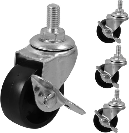 PRETYZOOM 4pcs Furniture Caster Wheels Replacement Wheels Side Brakes for Rolling Cart