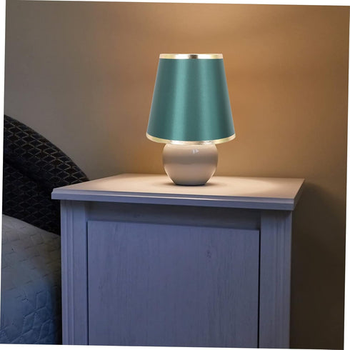 Balacoo Fabric Lamp Shade for Table and Floor Lamps Decorative Chandelier Light Cover in Dark Green Gold Softens Light