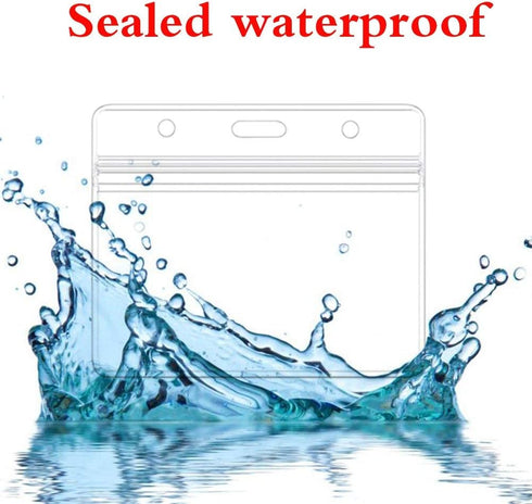 Horizontal Sealable Waterproof Badge Holders - Clear Plastic Name Tag ID Card Holder (10PCs)