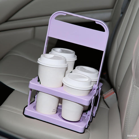 4 Bodaon Cup Drink Carrier with Handle, Plastic Cup Carriers for Drinks, Drink Holder Car, Take Out Delivery Drivers