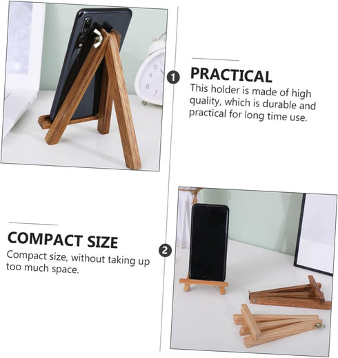 Lurrose Wooden Tripod Display Stand, 1pc Tabletop Phone Holder, Wooden Plate Easel, Mobile Phone Rack