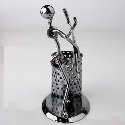 Metal Art Pen Pencil Holder, Musician Design, Home Office Desk Organizer