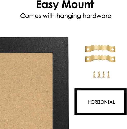 Magnetic Weekly Dry Erase White Board and Cork Board, Black Wood Frame for Home Office Decor