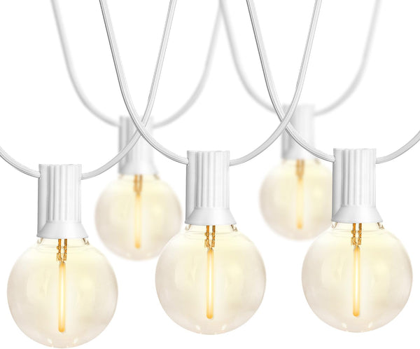 SUNTHIN Outdoor White String Lights, 27FT with 14 G40 Shatterproof LED Bulbs, Waterproof Hanging Lights for Yard