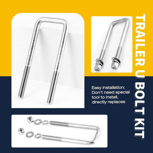 4 Sets Heavy Duty Square U-Bolt Boat Trailer: 2 1/8" W x 5 1/4" L Stainless Steel U-Bolts with Washers