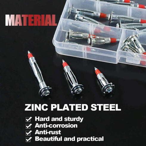 Hilitchi 24-Pcs Long Hollow Wall Drive Anchors Assortment Kit - Zinc Plated Steel Heavy Duty for Drywall