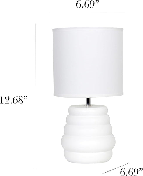 LT1168-OFF 12.68" Simple Designs Chic Glow Mini Stacked Ceramic Table Lamp, Monochromatic Fabric Shade, Small Accent