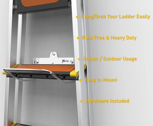 2 SS304 (2) JBscoop Ladder Hooks Wall Mount for Ladder Storage Strollers and Folding Chair, Heavy Duty Lader Holder