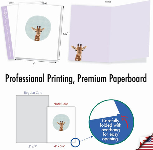 The Best Card Company - 20 Cute Kids Cards Boxed, Assorted Blank Set (4 x 5.12 Inch) - Animal Portrait Mode