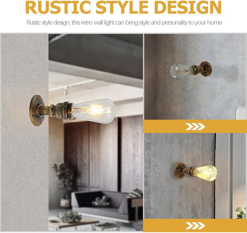 Bulb Veemoon Vintage Industrial Wall Sconce Rust Pipe Retro Wall Mounted Lamp for Living Room Bedroom Mirror Vanity