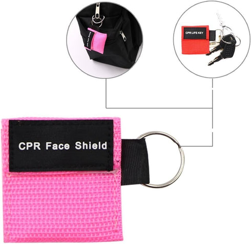 5pcs CPR Face Shield Mask Keychain Ring, Emergency Kit for First Aid or CPR Training, Blue