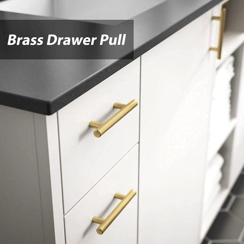 goldenwarm 2Pcs Brushed Brass Cabinet Pull Knob: 6-1/4in Hole Center, 8-4/5in Overall Length for Kitchen Furniture