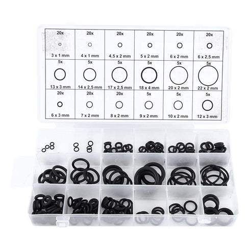 225pcs/18 Sizes Rubber O Ring Kit, Washer Seals Gasket Assortment Set for Car Auto Vehicle Repair with Case