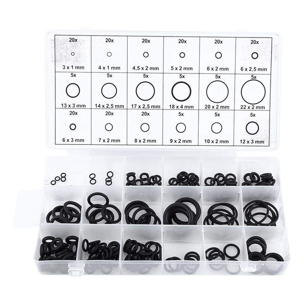 225pcs/18 Sizes Rubber O Ring Kit, Washer Seals Gasket Assortment Set for Car Auto Vehicle Repair with Case